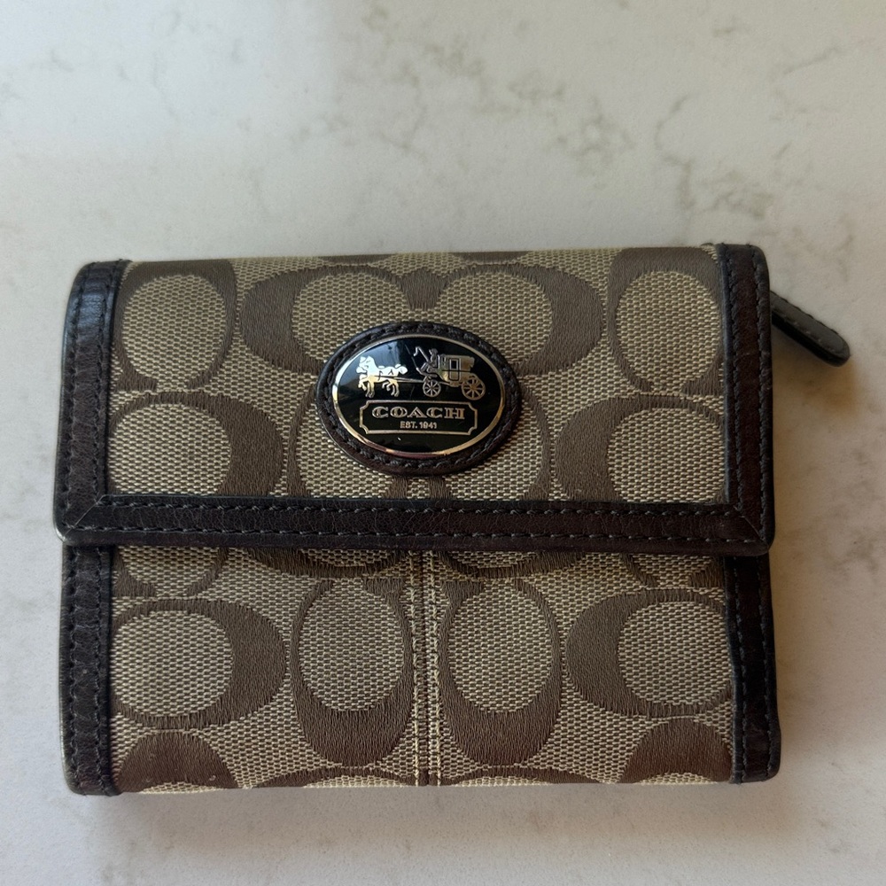 Coach Signature Brown and Tan Wallet